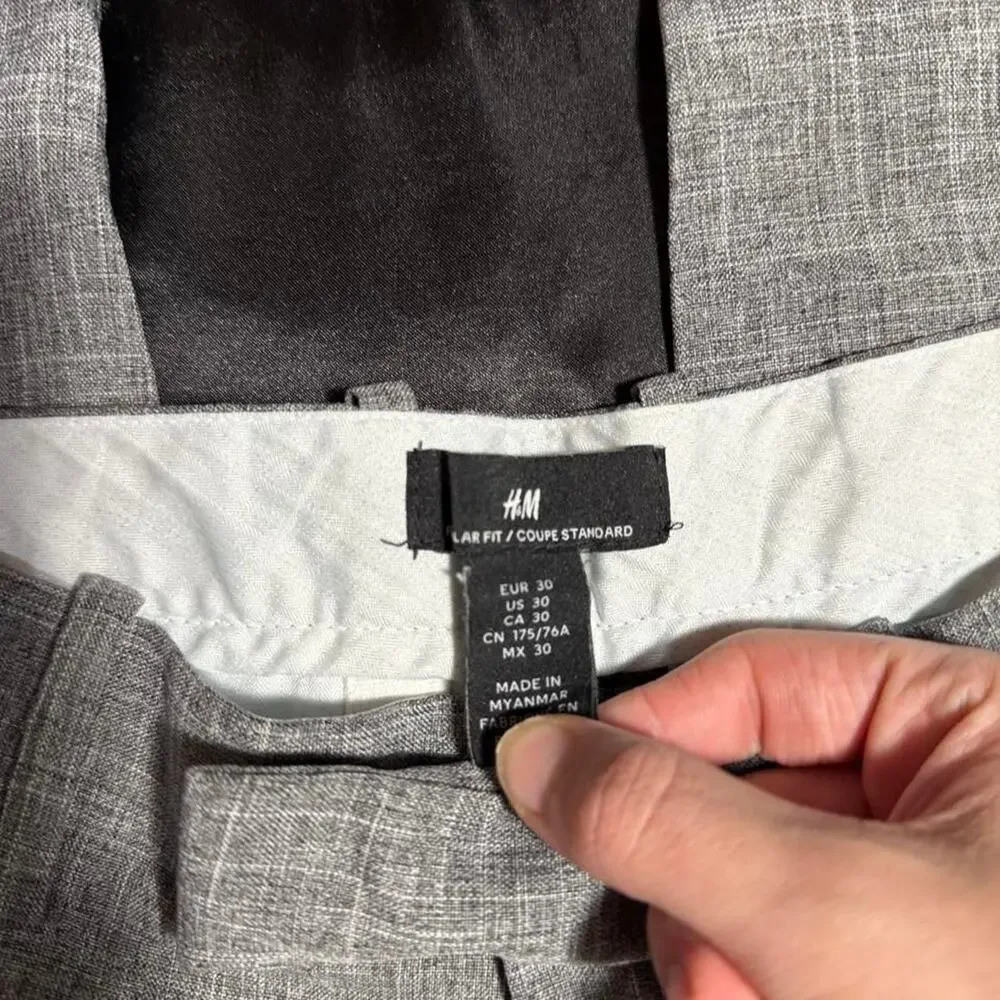 H&M gray linen blend pants